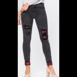 NWT Plus Buffalo Plaid Patch Jeans